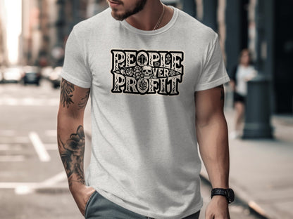 People Over Profit Graphic Design T-Shirt