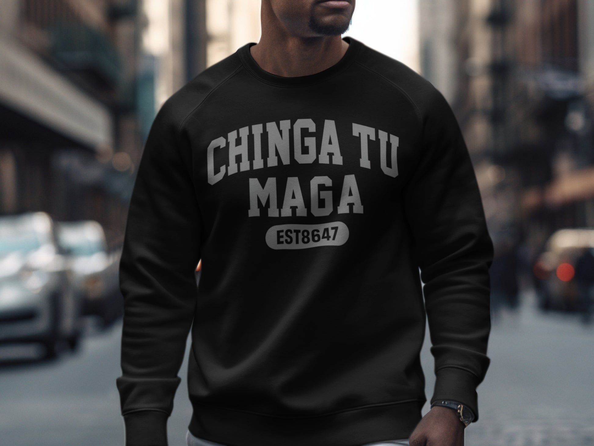 Chinga Tu Maga Est8647 Text Printed Sweatshirt 상품