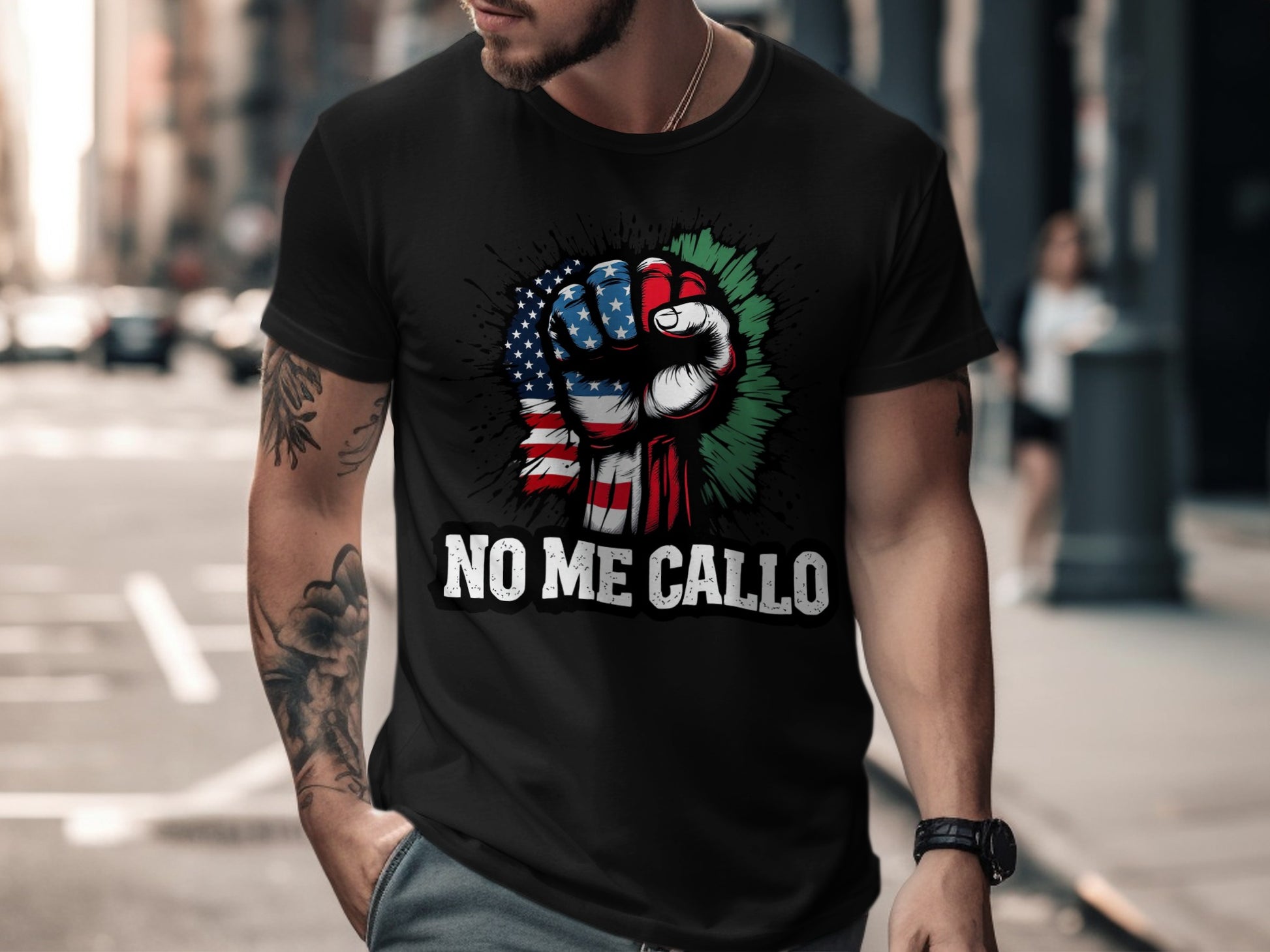 No Me Callo Patriotic Fist Graphic T-Shirt product