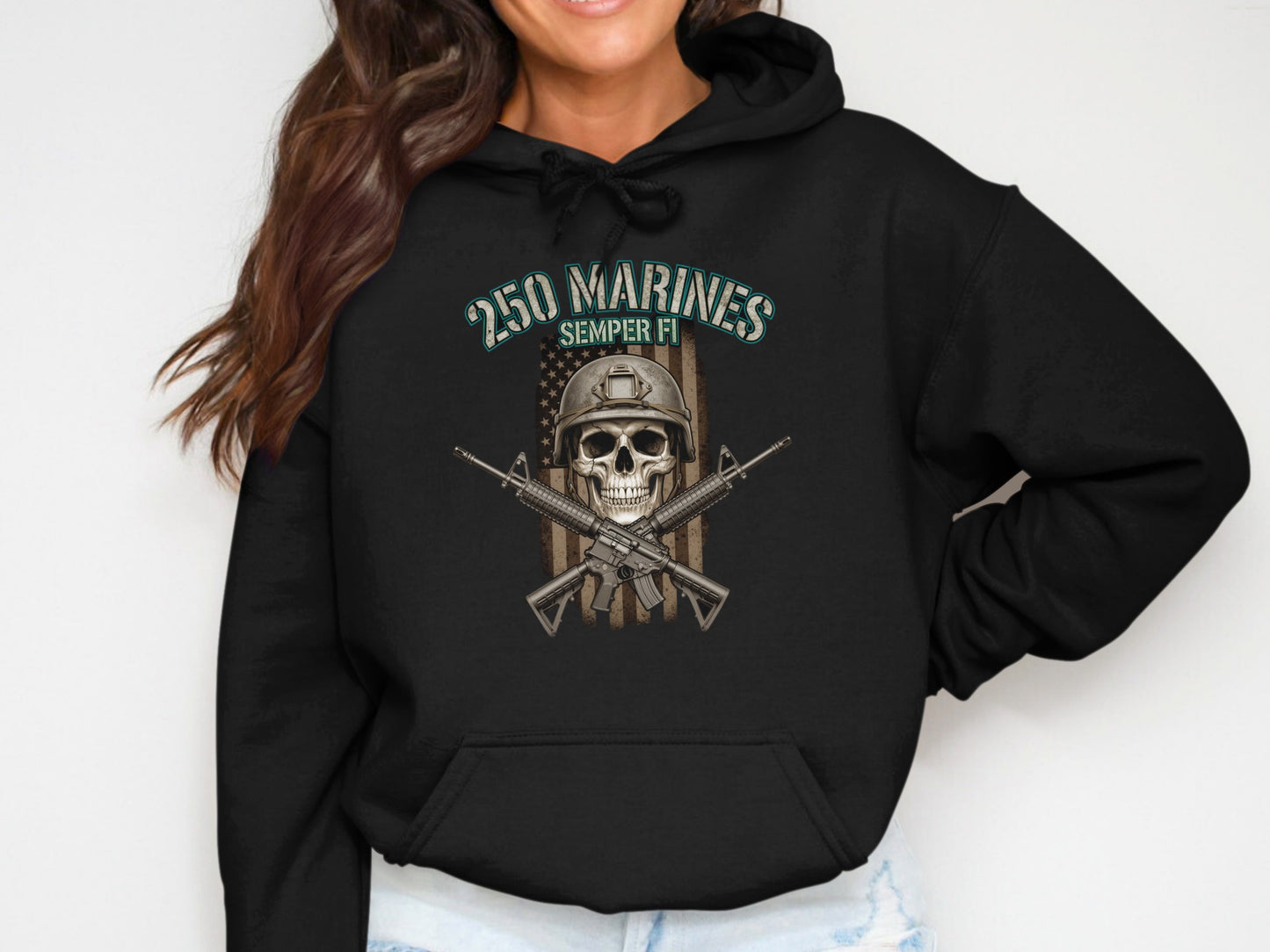 250 Marines Semper Fi Skull and Rifles Hoodie
