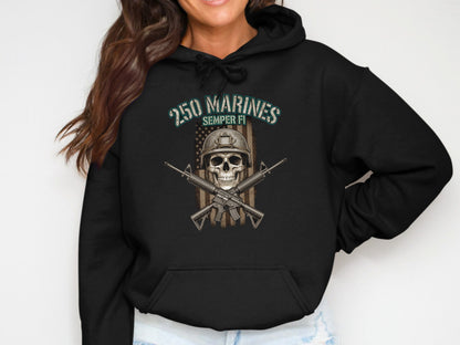 250 Marines Semper Fi Skull and Rifles Hoodie
