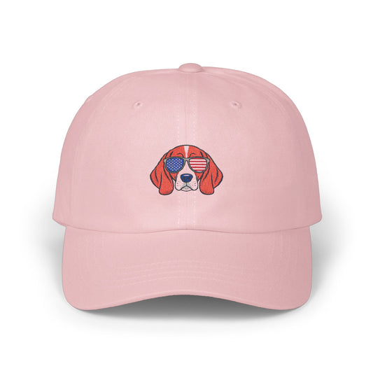 Pink Cap with American Flag Dog Embroidery product type