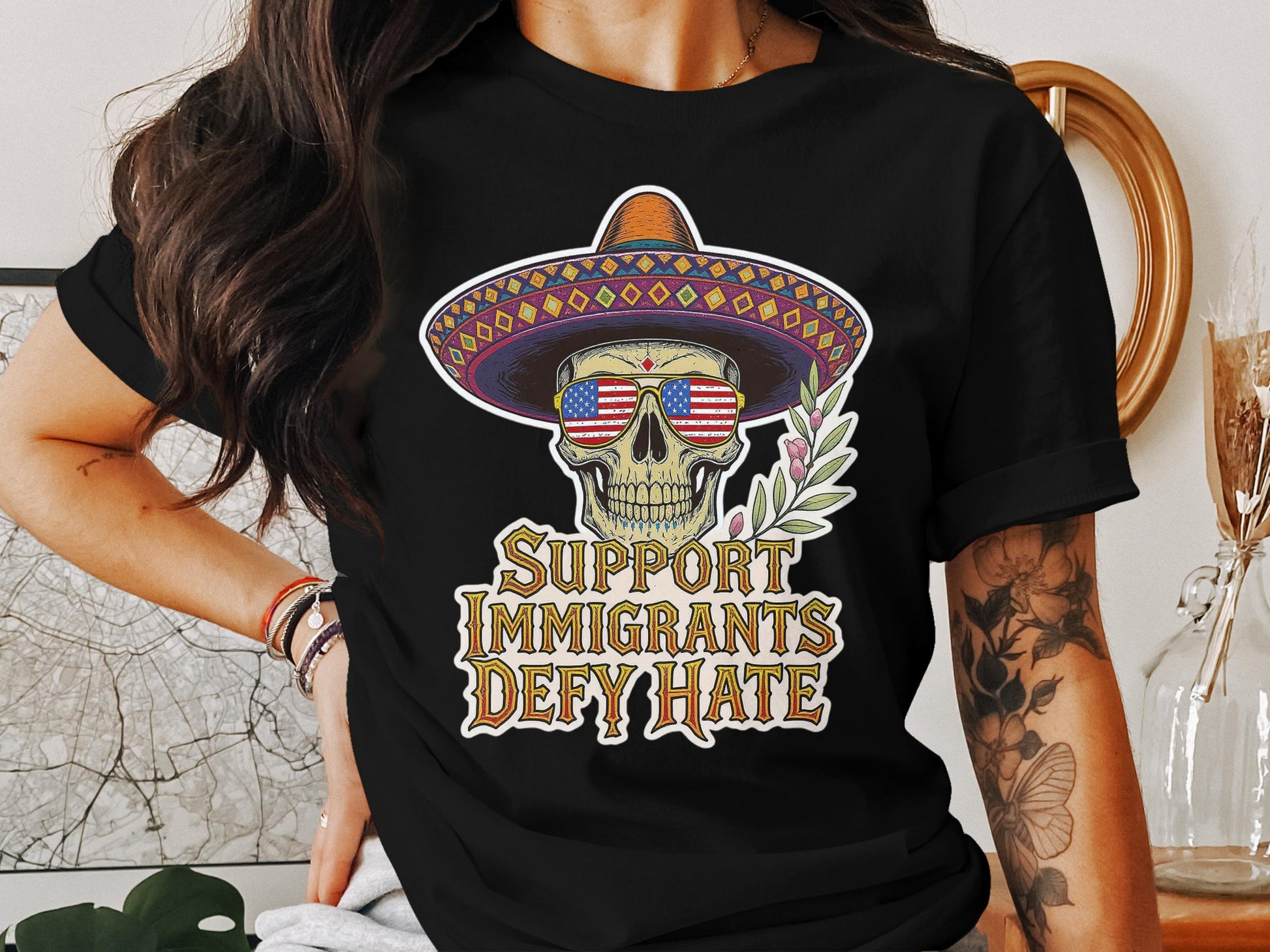 Support Immigrants Defy Hate Graphic T-shirt product type