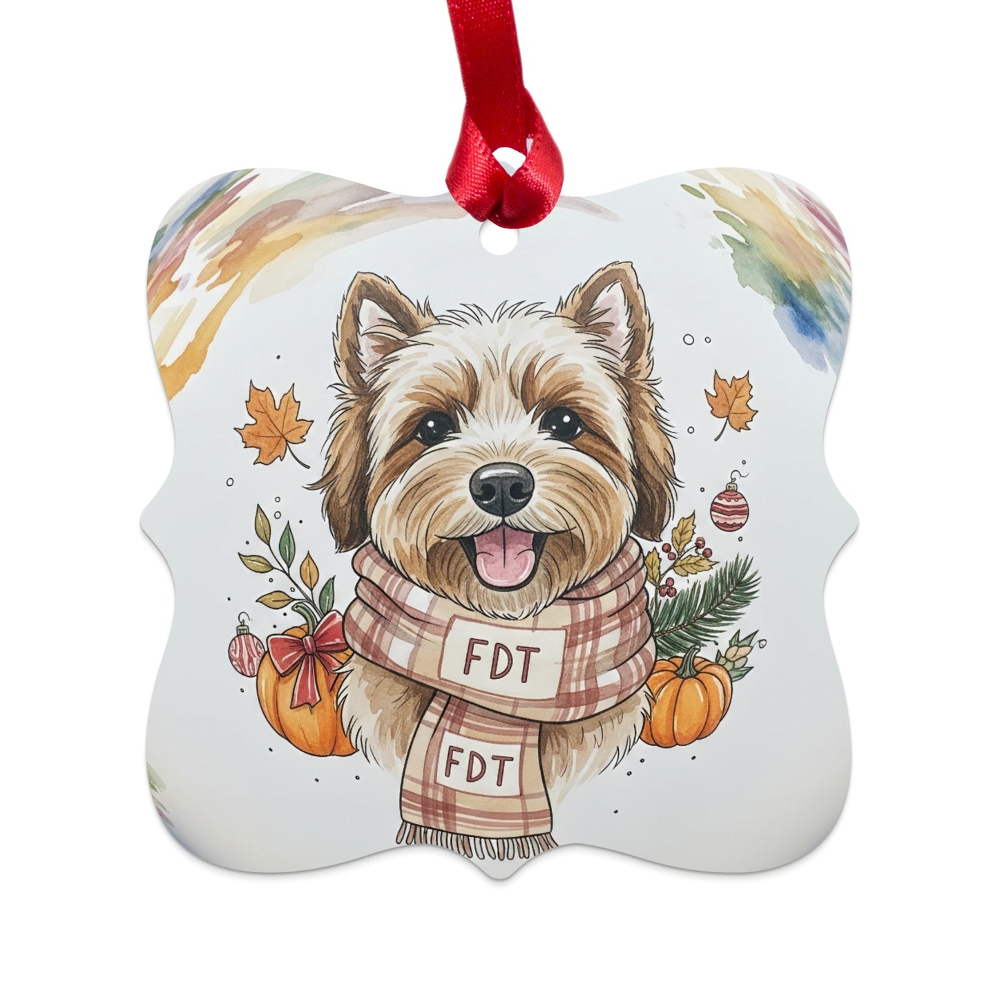 Adorable Dog in Scarf Festive Holiday Ornament