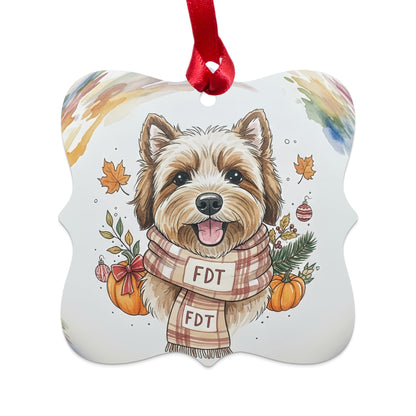Adorable Dog in Scarf Festive Holiday Ornament