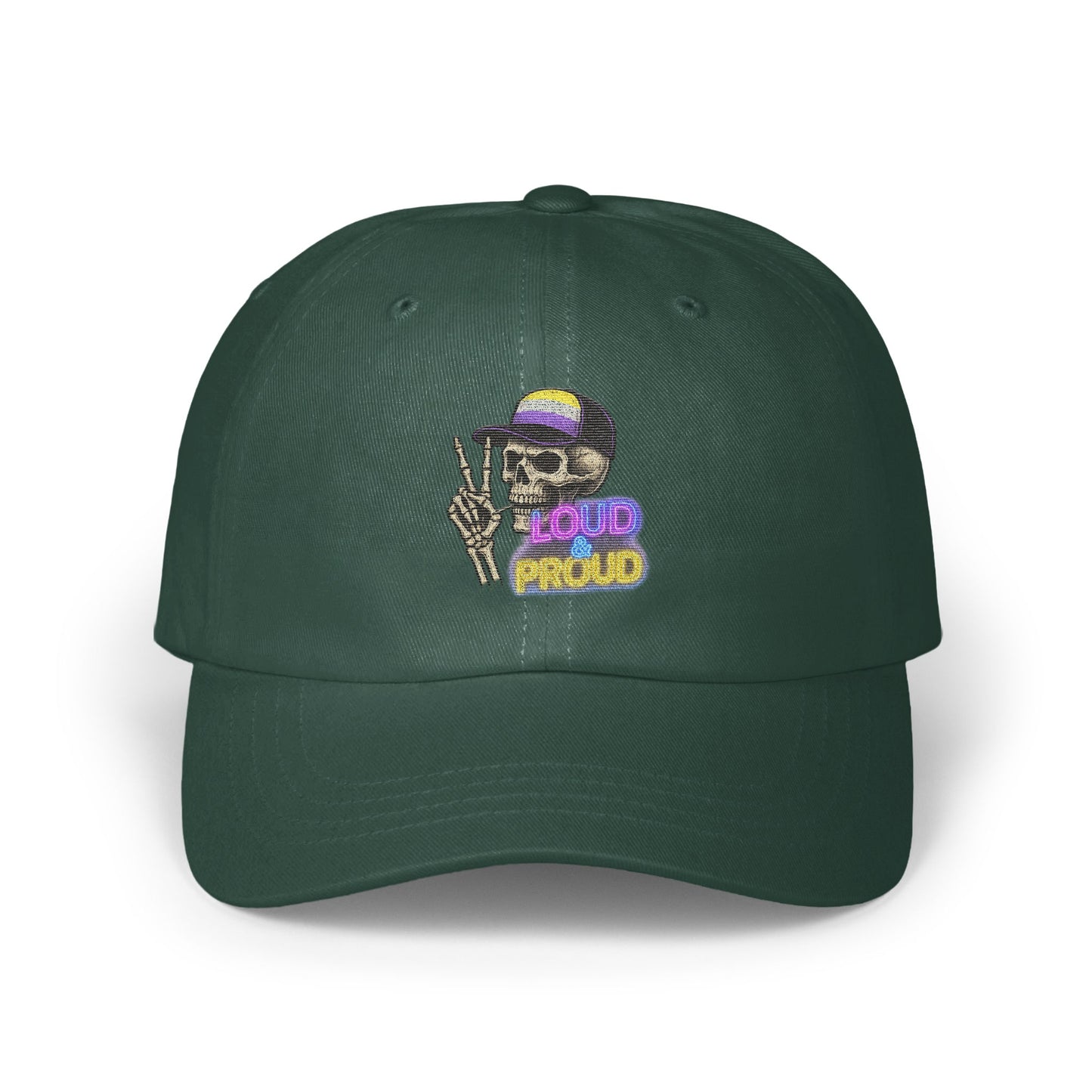Loud Proud Skeleton Embroidery Dark Green Hat product