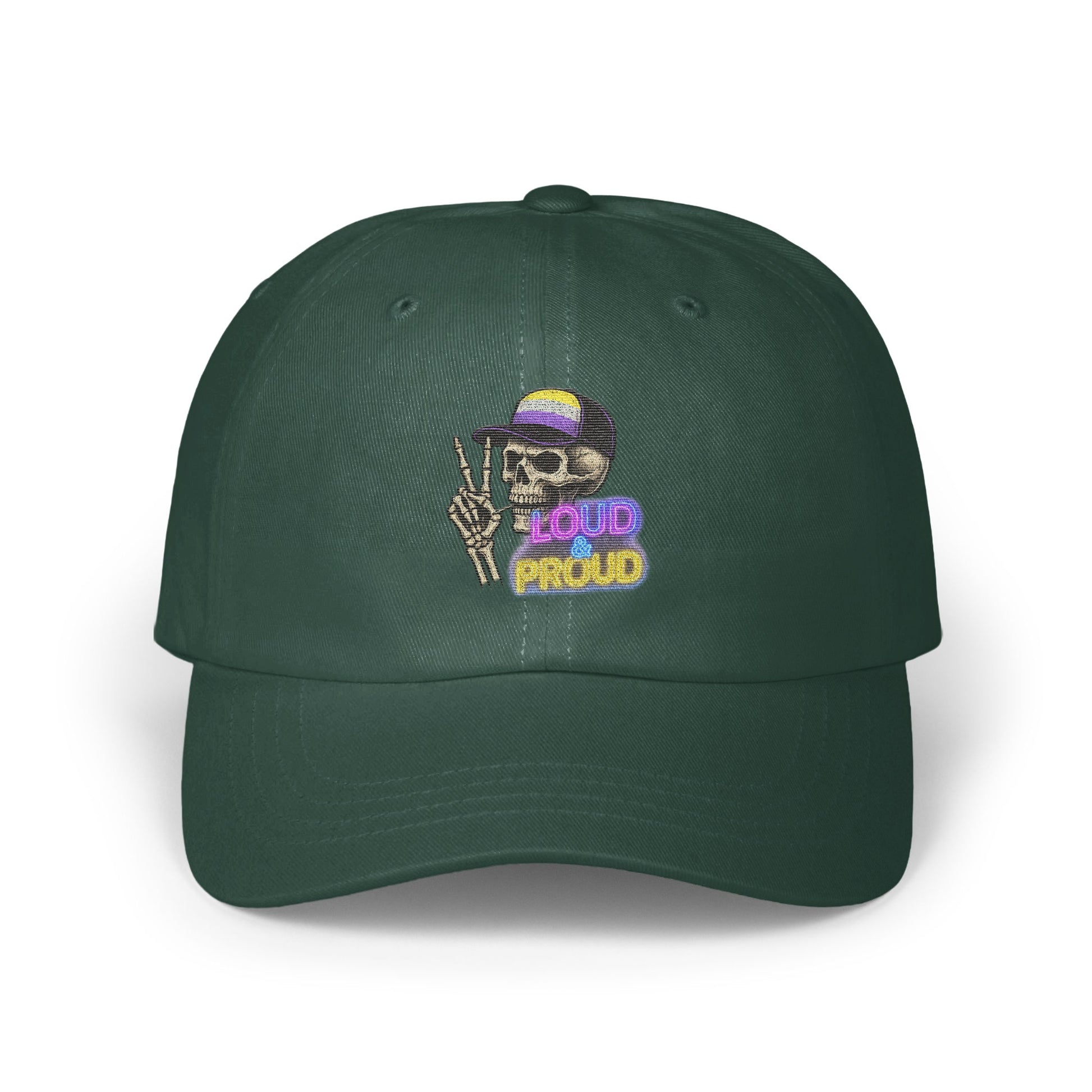 Loud Proud Skeleton Embroidery Dark Green Hat product