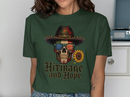 Patriotic Skull With Sunflower Print T-Shirt product