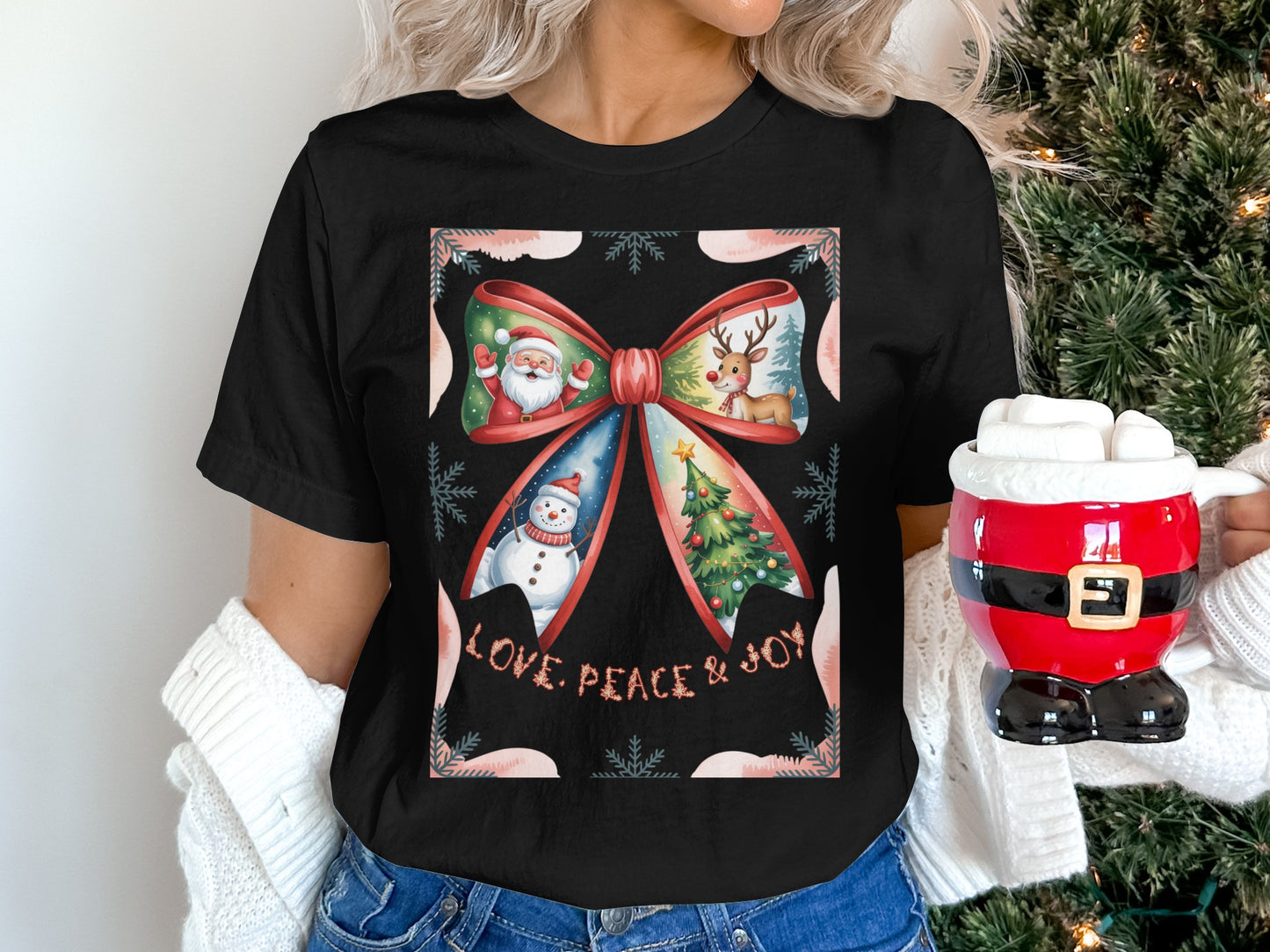 Love Peace Joy Christmas Graphic T-shirt