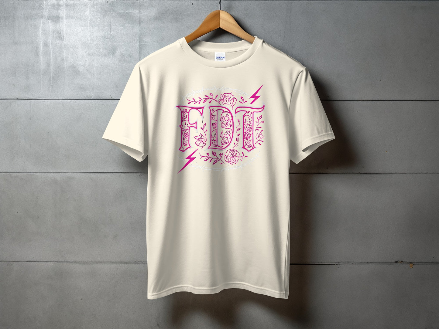 Stylish White Tee with FDT Floral Print Shirt Product