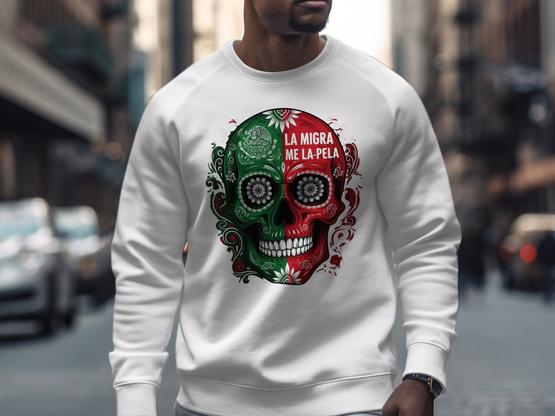 La Migra Me La Pela Skull Graphic Sweatshirt product type