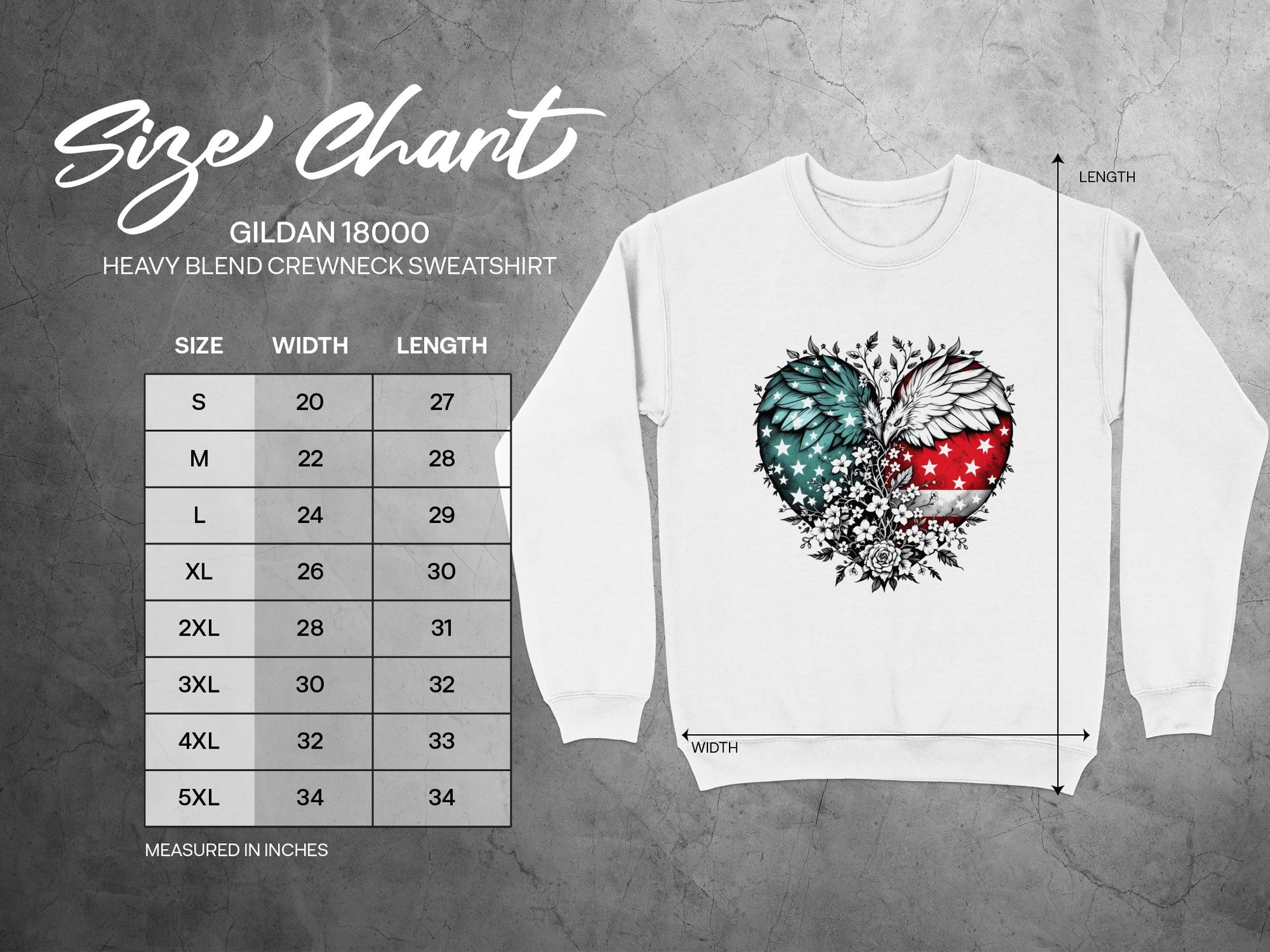 American Flag Heart Design Crewneck Sweatshirt product type