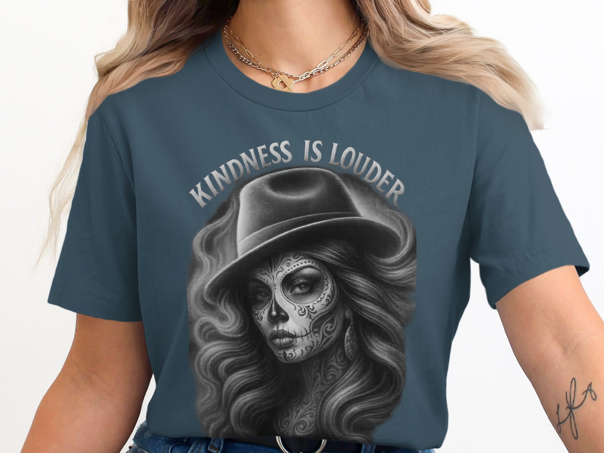 Kindness Is Louder Graphic Tee with Skull Print product