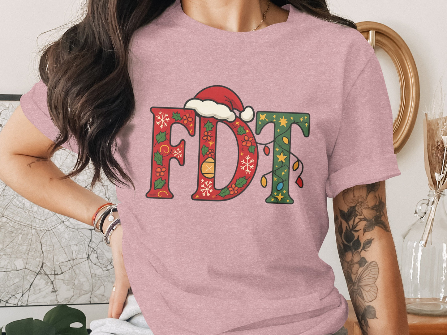 Festive FDT Santa Hat Christmas Holiday Shirt