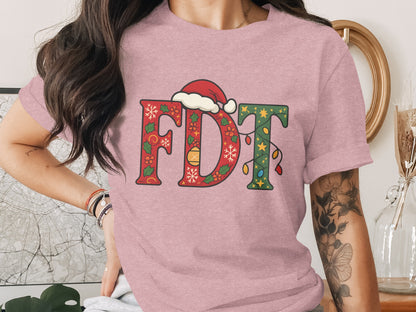 Festive FDT Santa Hat Christmas Holiday Shirt