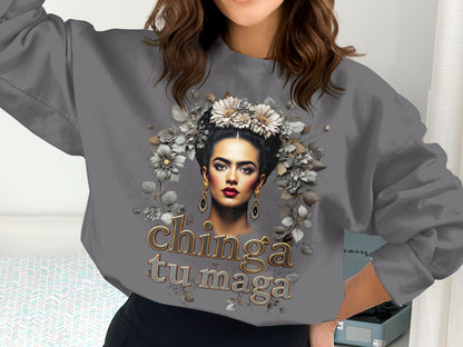 Chinga Tu Maga Flower Crown Graphic Sweatshirt