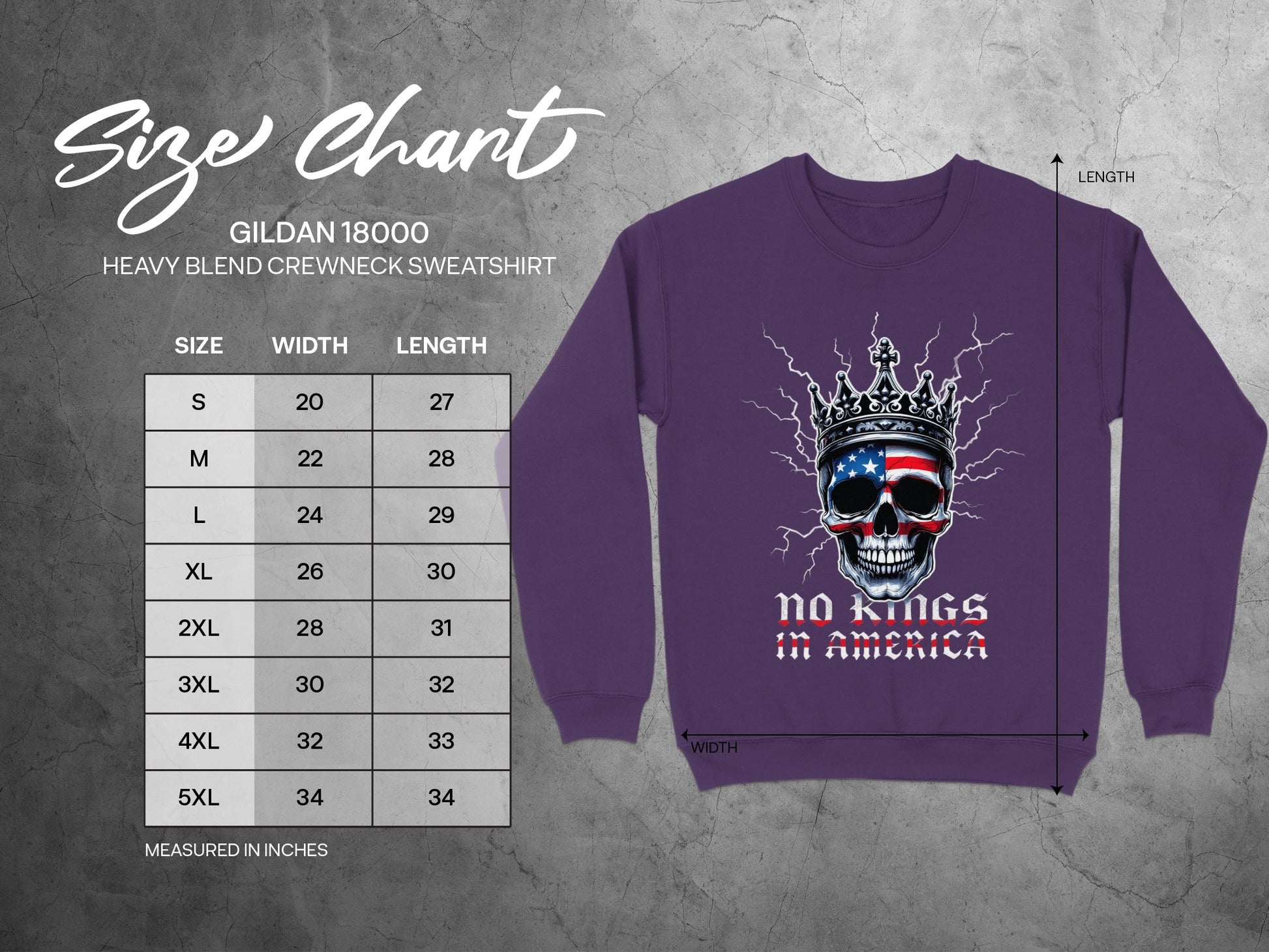 No Kings in America Skull Design Sweatshirt