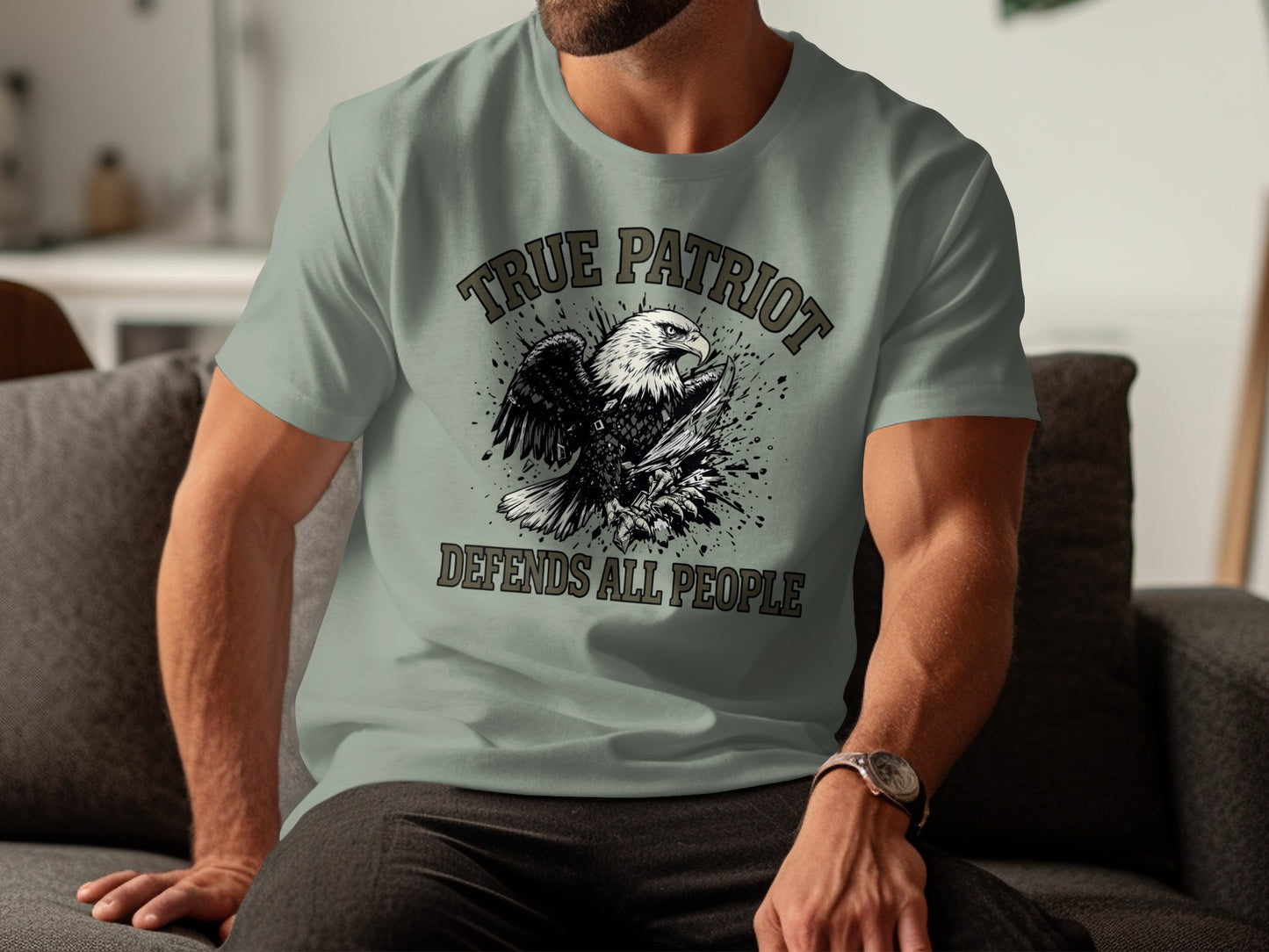 True Patriot Defends All People Eagle Graphic Shirt
