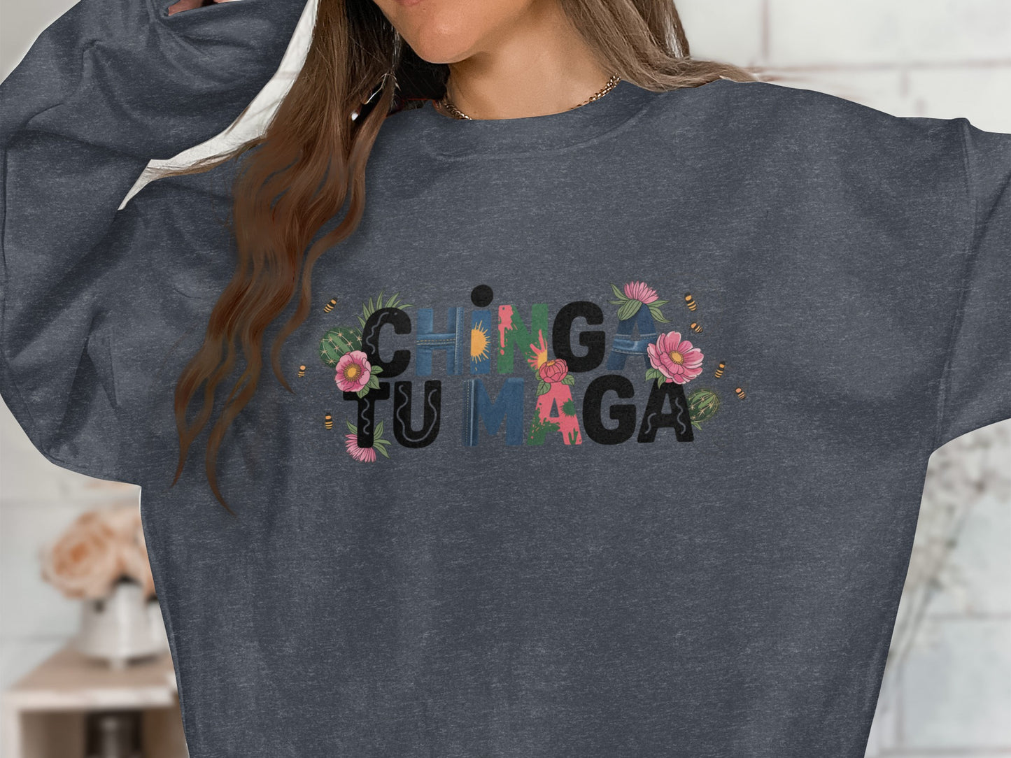 Floral Design Graphic Long Sleeve Sweater product