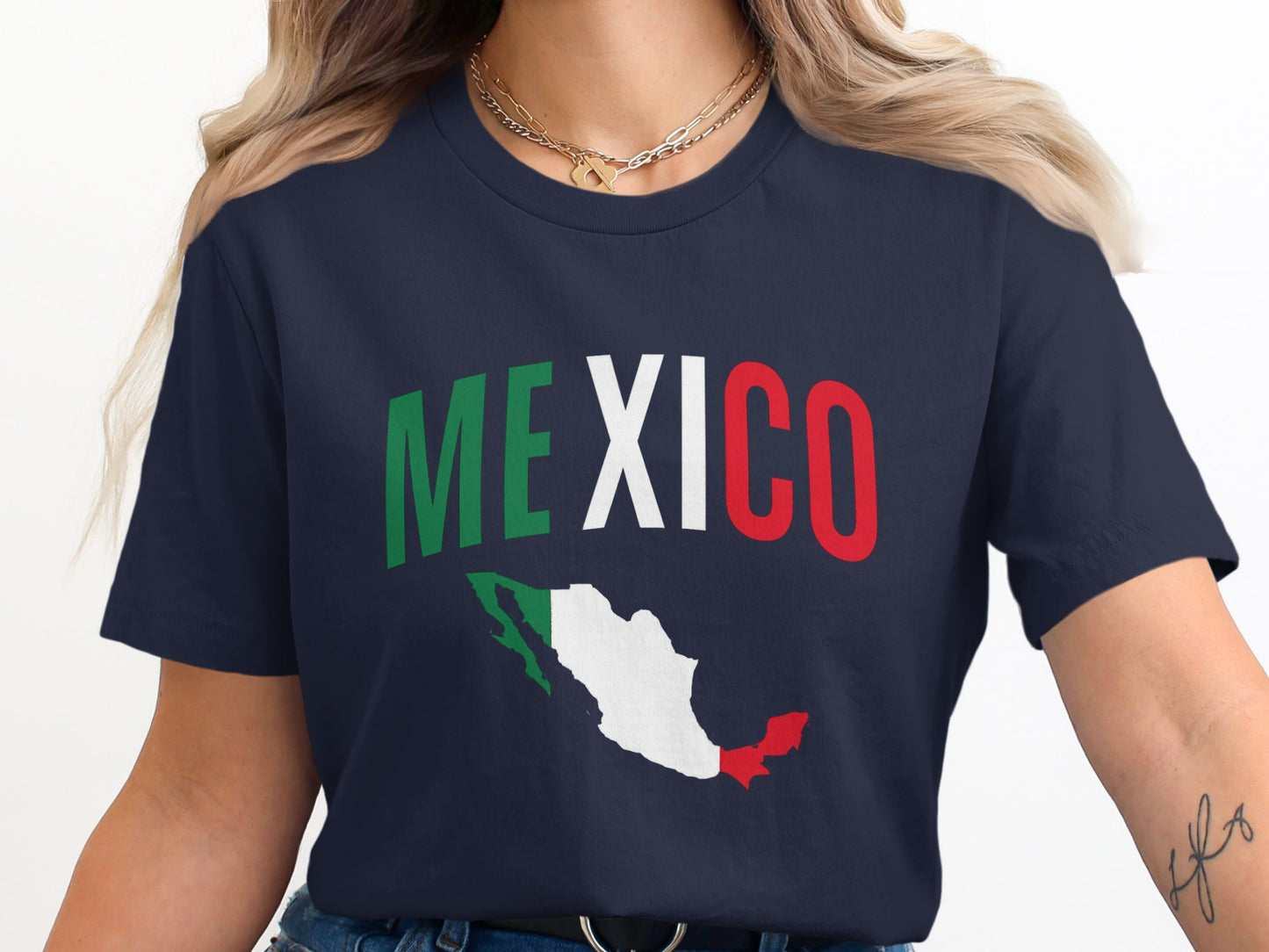 Mexico Map and Flag Graphic Print T-Shirt product type