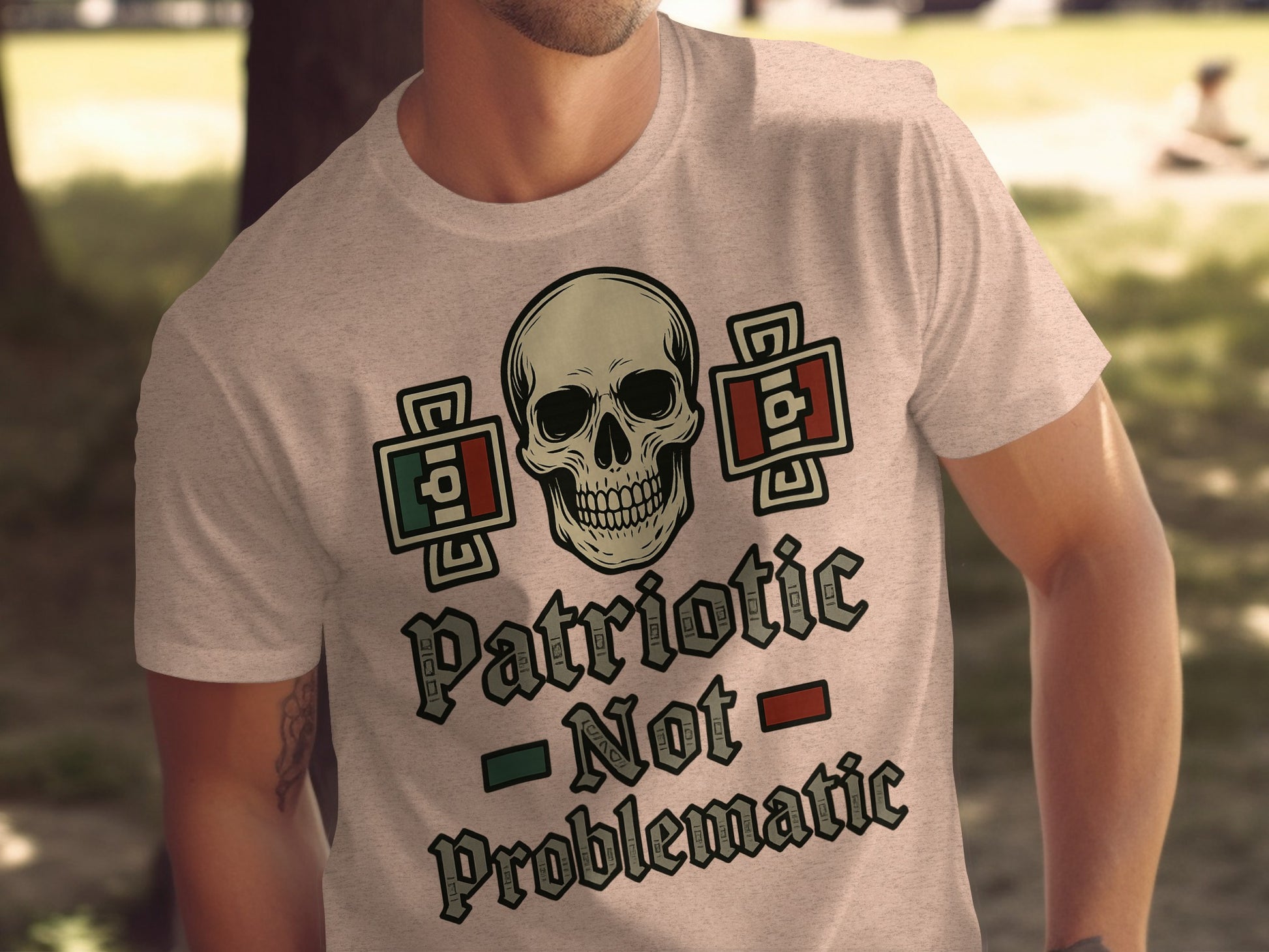 Patriotic Not Problematic Skull Graphic T-shirt