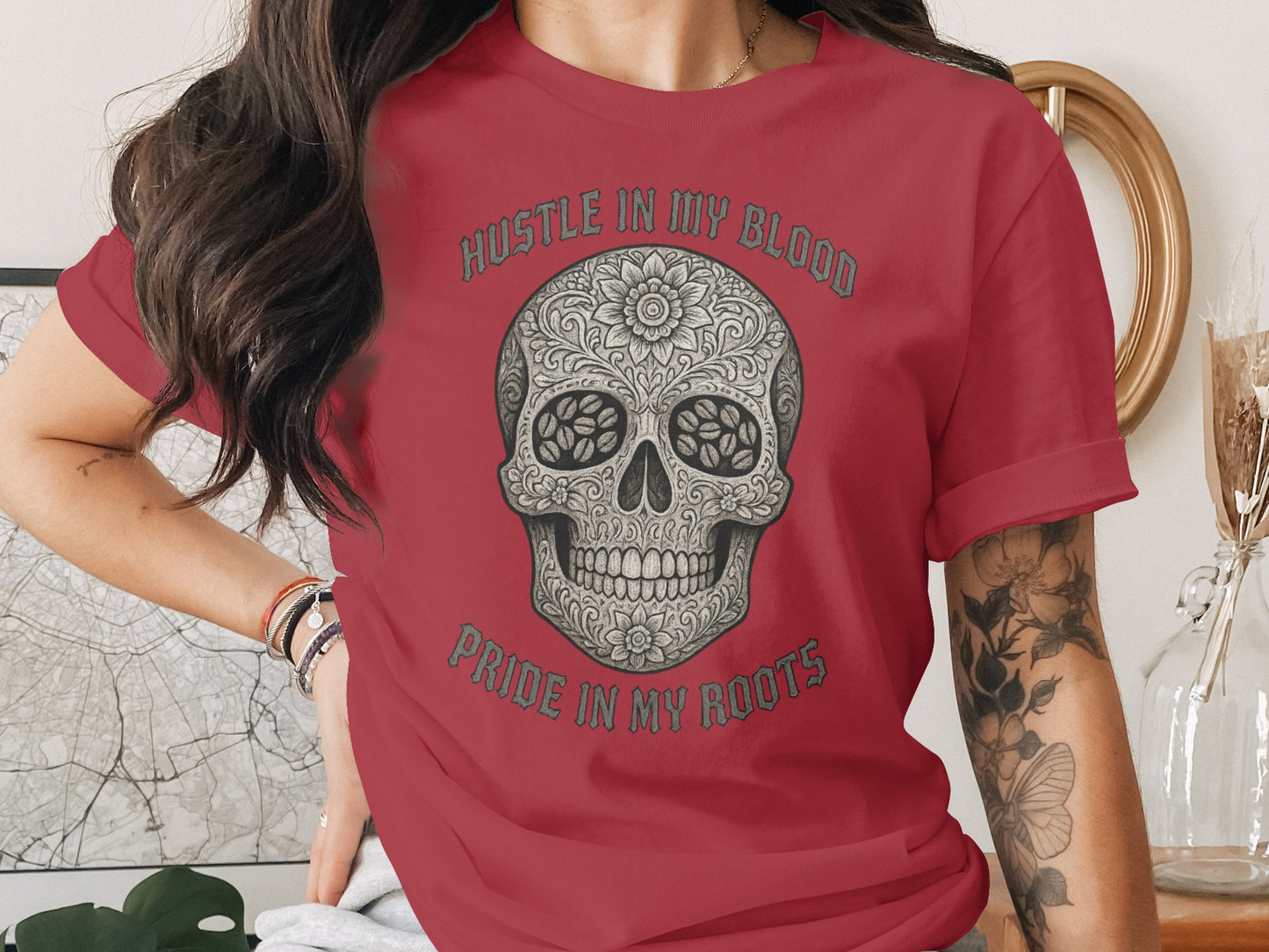 Hustle In My Blood Pride In My Roots graphic tee