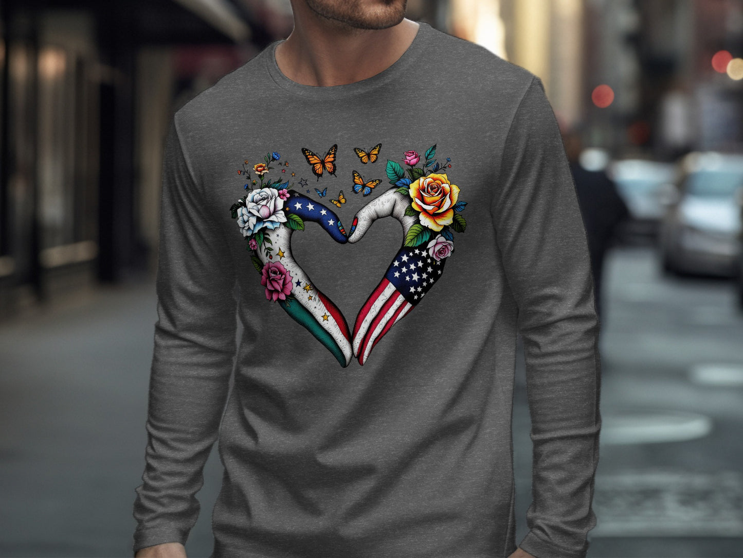 American Heart Design Long Sleeve Shirt