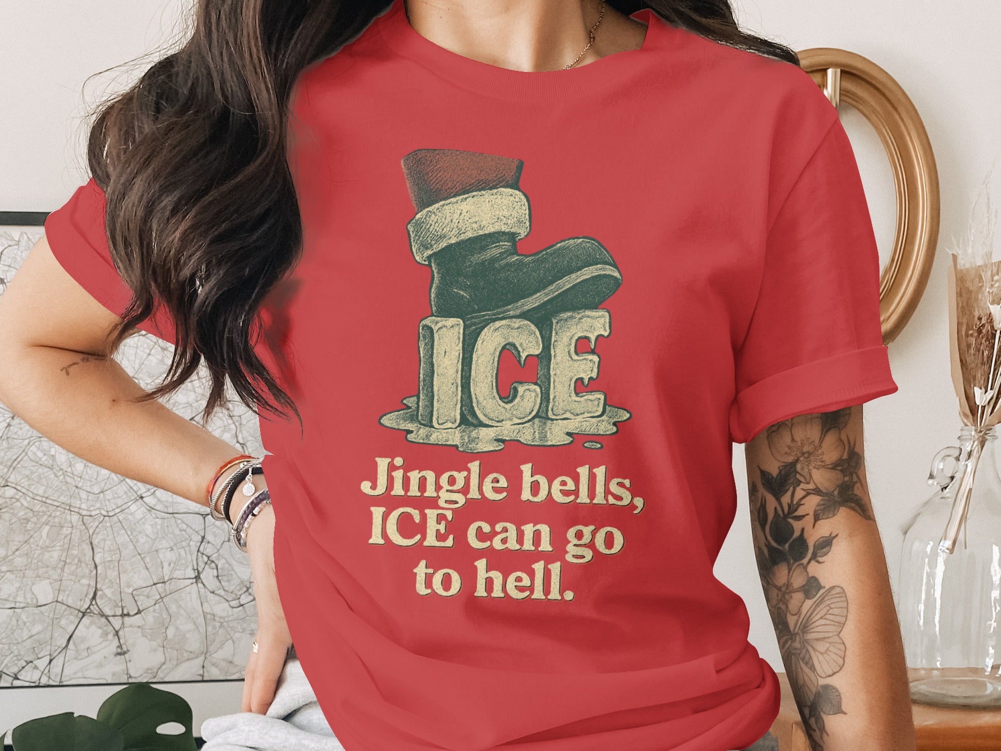 Jingle bells ICE can go to hell statement shirt