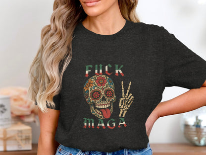 Fuck Maga Skull and Peace Sign Graphic Tee product