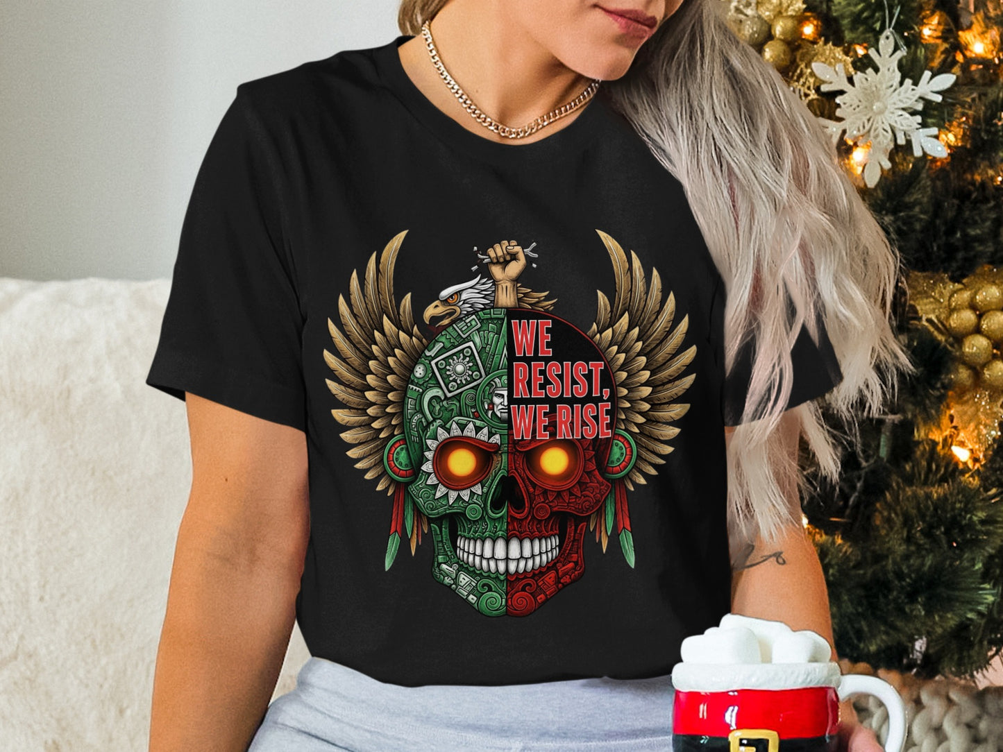We Resist We Rise Skull and Wings Graphic T-Shirt