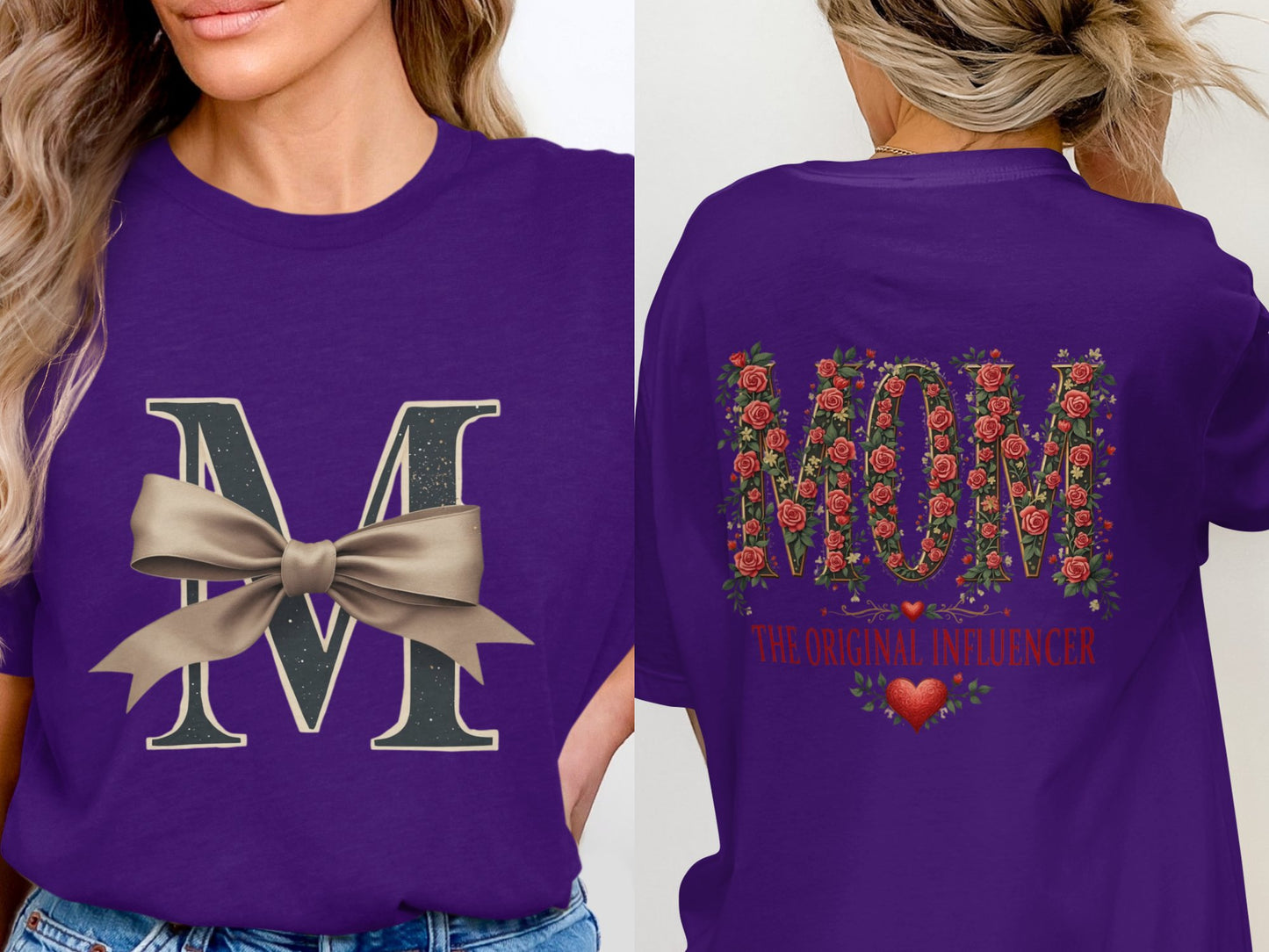 Personalized M Initial and Mom Influencer T-Shirt Product