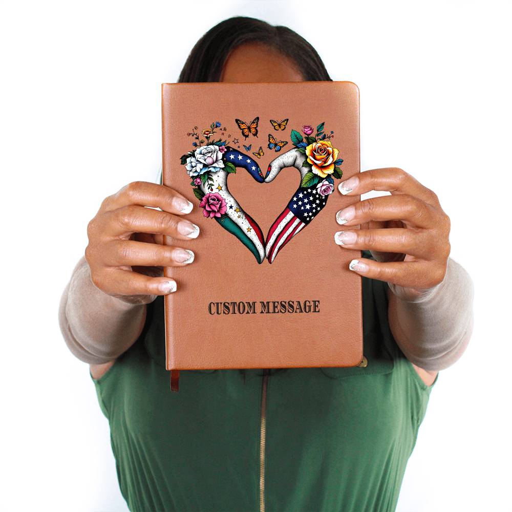Heart USA MEXICO Gift Journal Gift Unique Graphic Vegan Leather Journal - Personalized Gift
