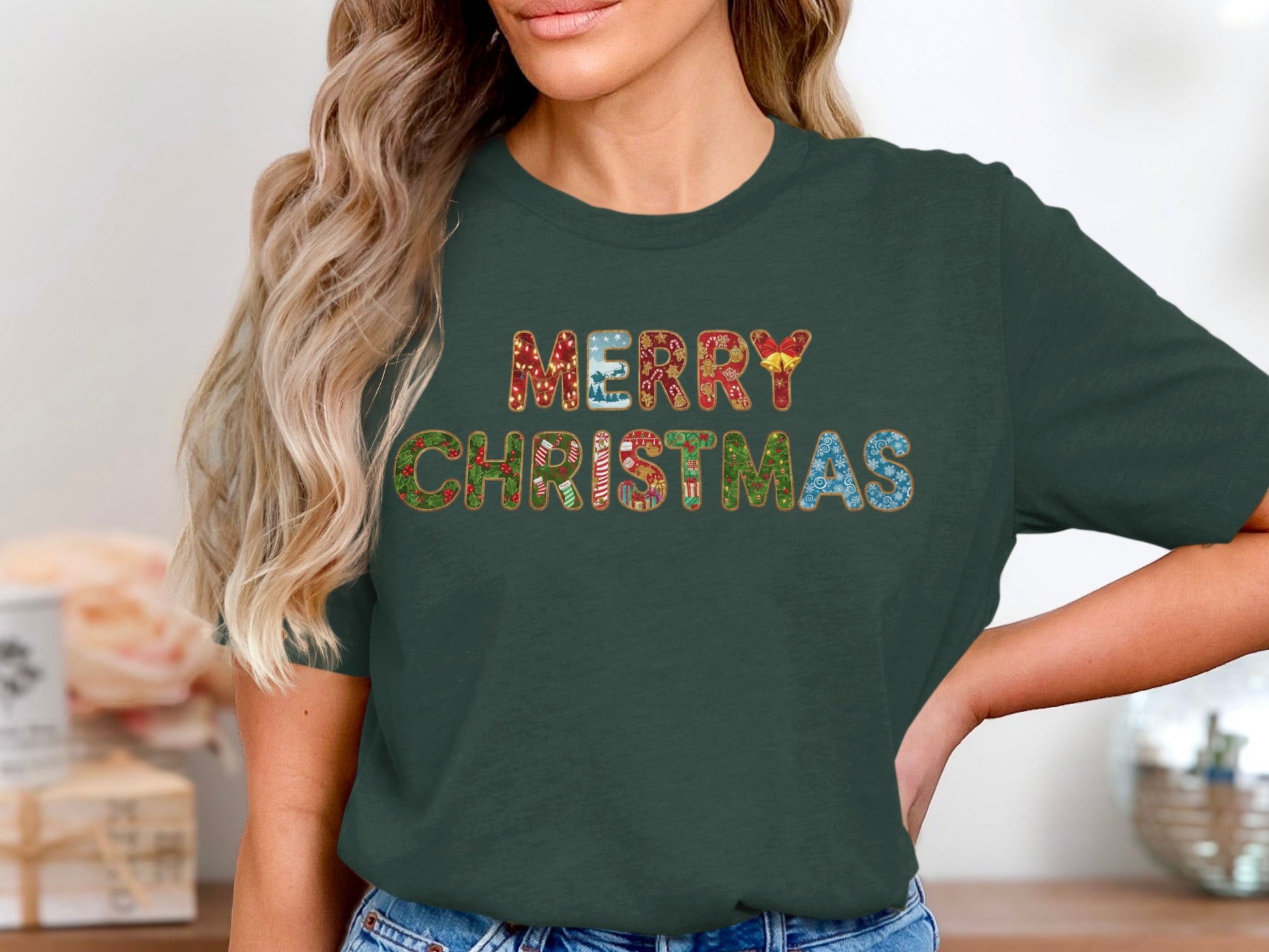 Festive Merry Christmas Graphic Tee for Holiday Spirit