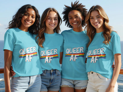 Queer AF Rainbow Design Graphic T-shirt product type
