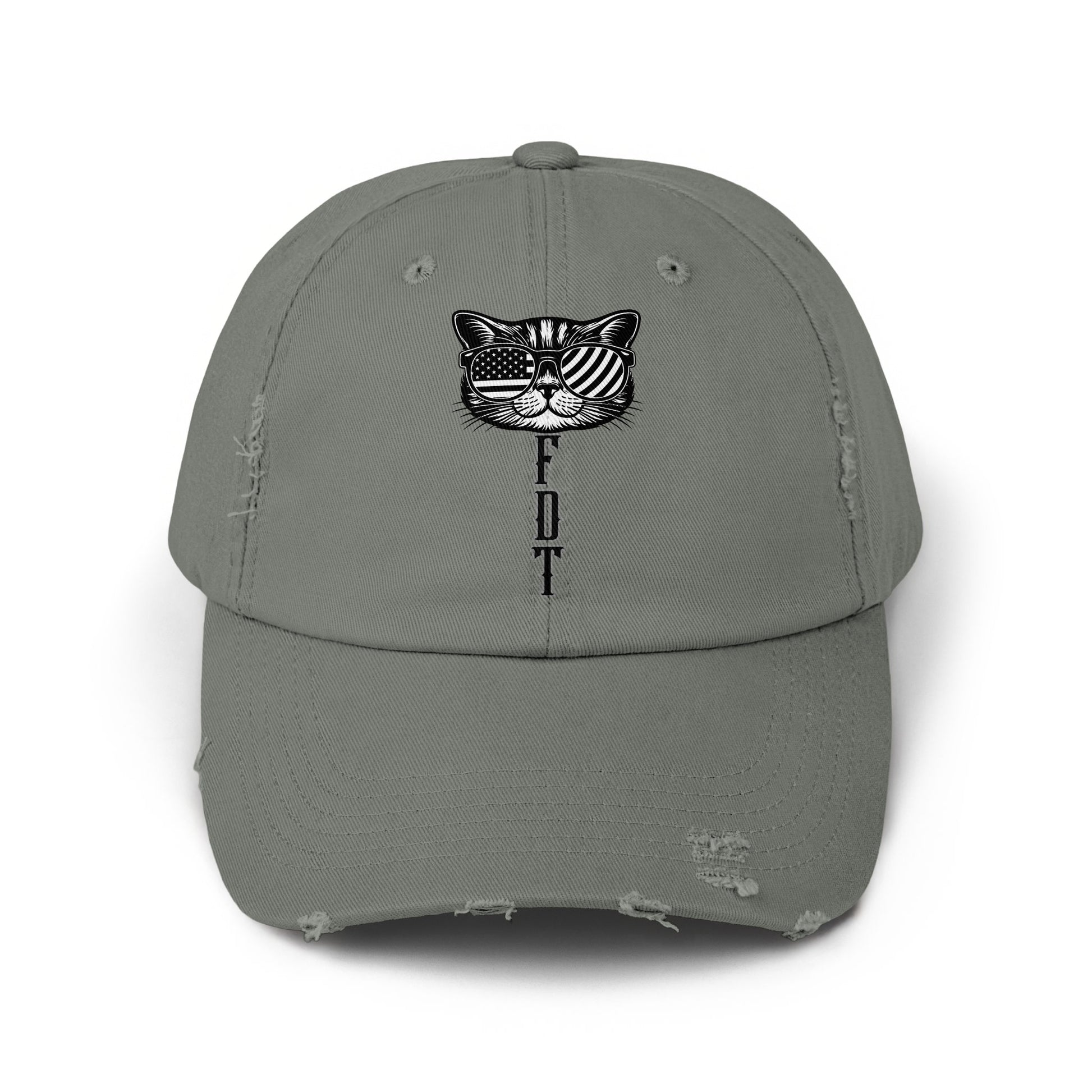 Stylish Grey Cap with Cool Graphic Cat Hat product