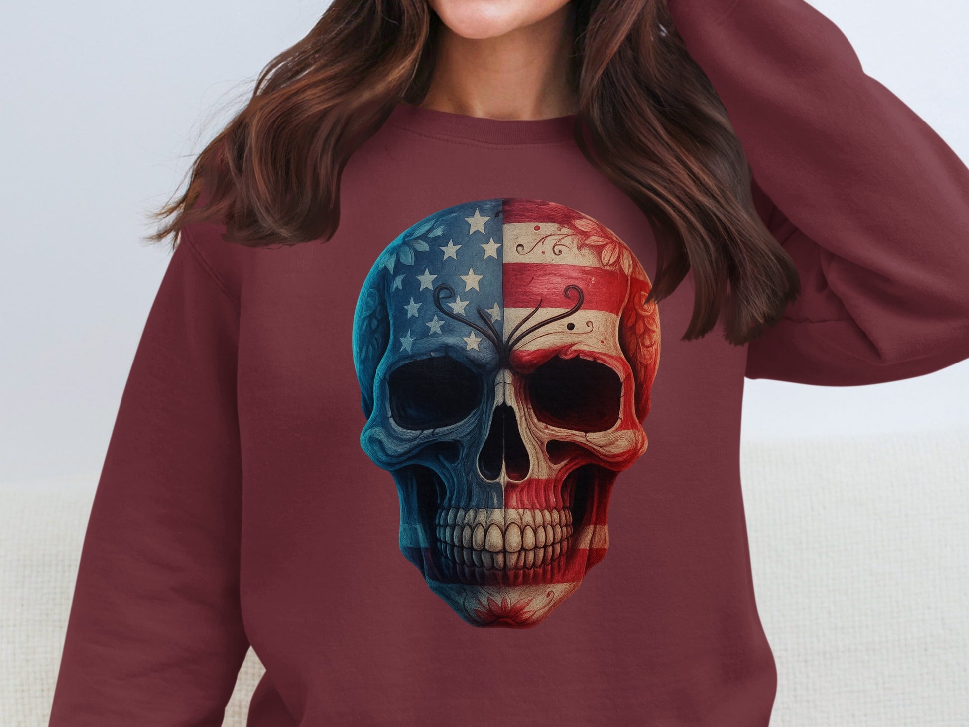 American Flag Skull Graphic Sweatshirt product type