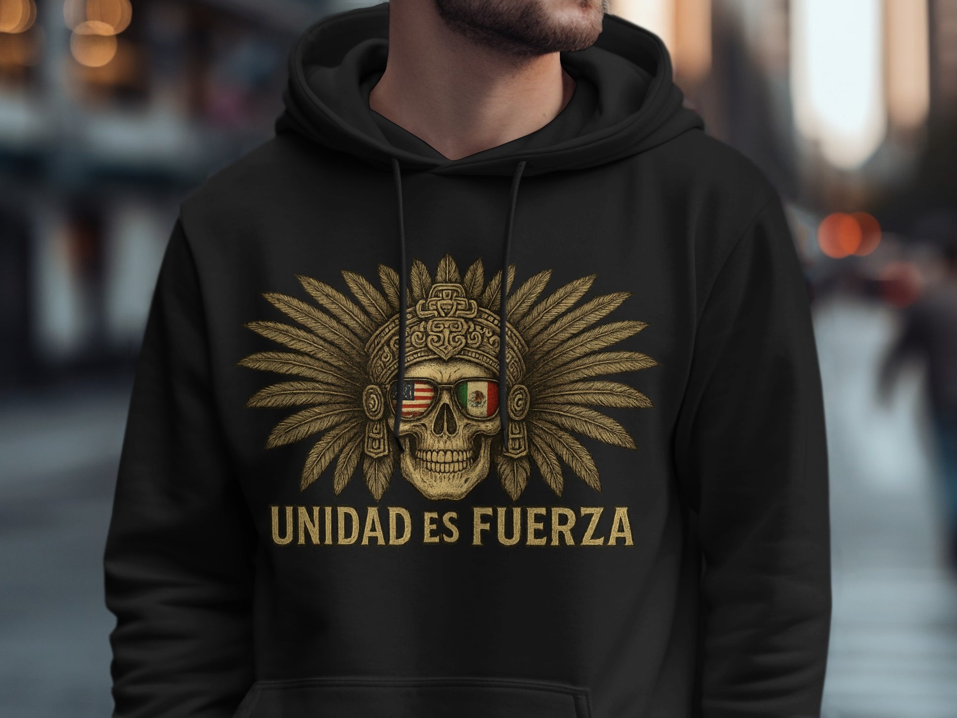 Skull with Headdress and Sunglasses Graphic Hoodie