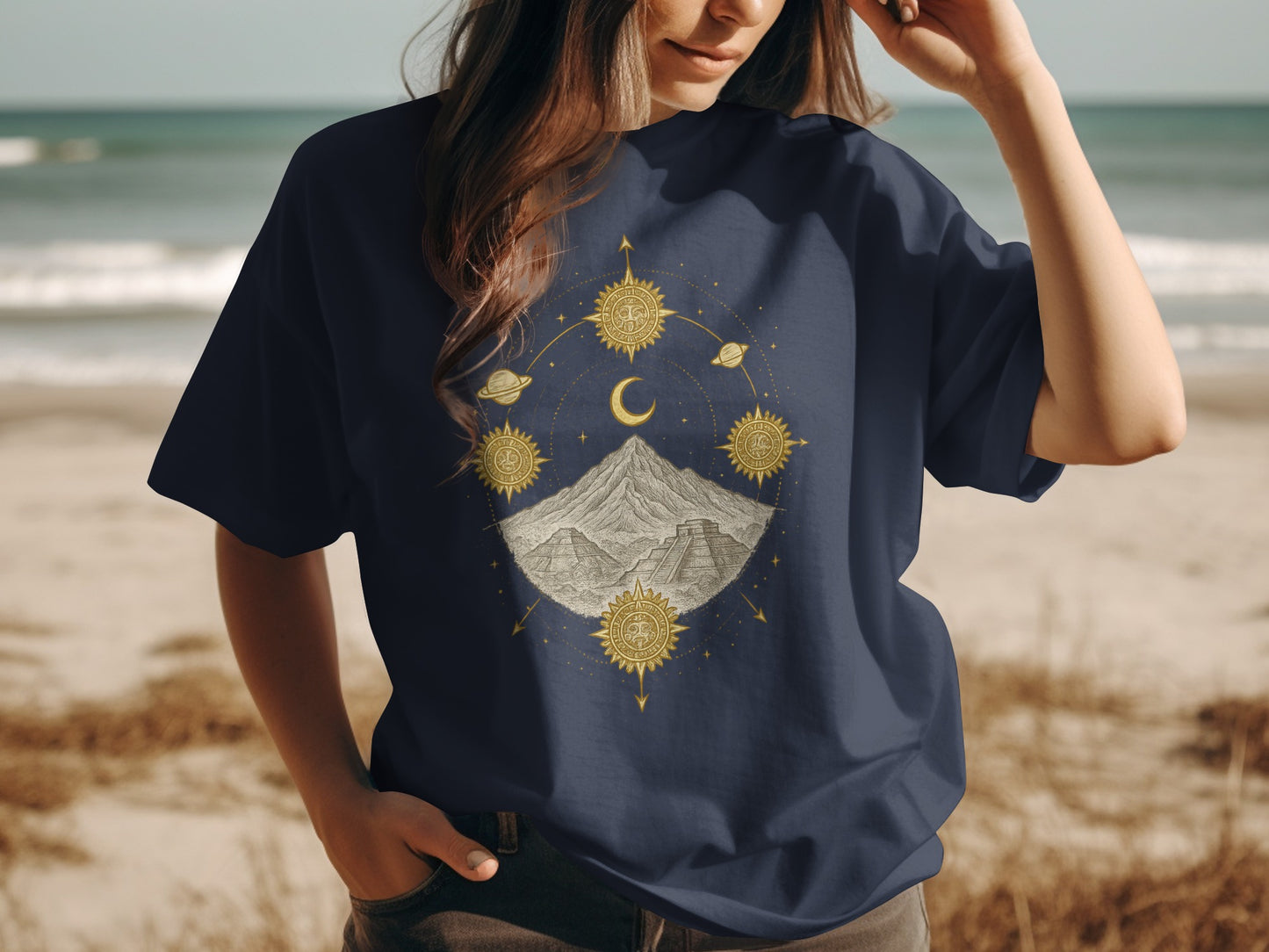 Celestial Mountain and Sun Graphic T-Shirt product