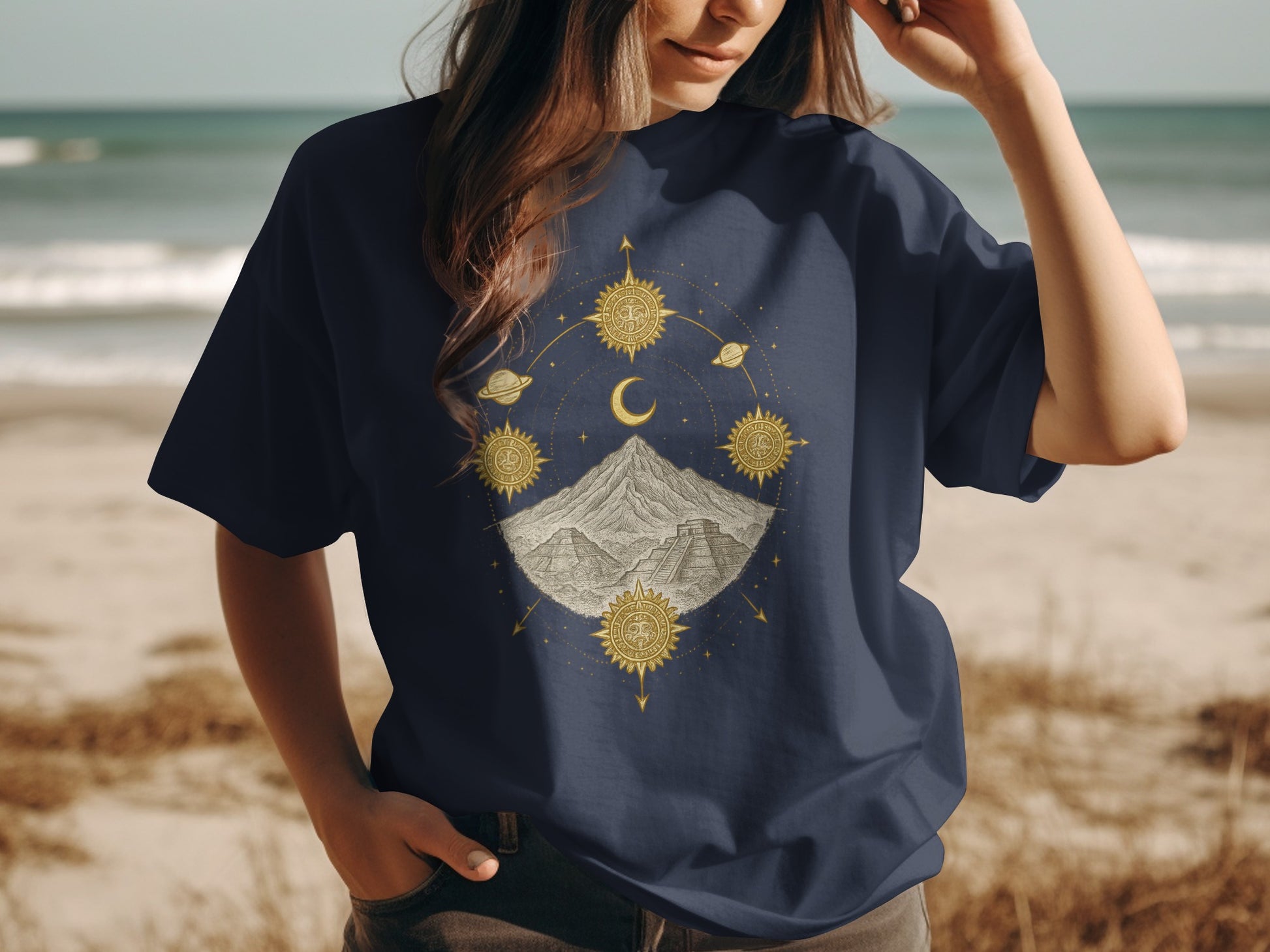 Celestial Mountain and Sun Graphic T-Shirt product
