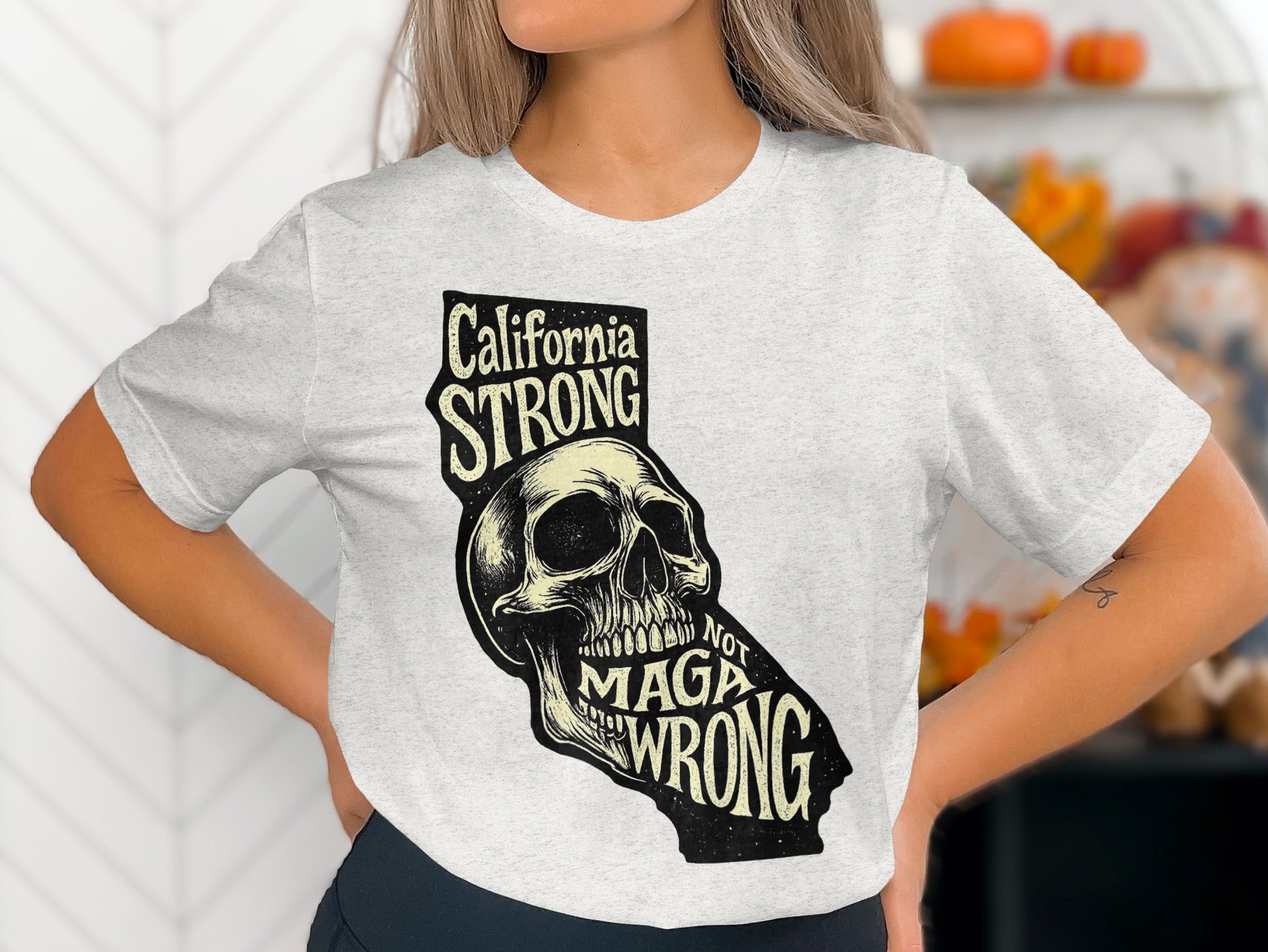 California Strong Not Maga Wrong Skull Shirt product type