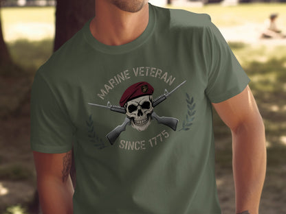 Marine Veteran Since 1775 Skull Graphic T-shirt