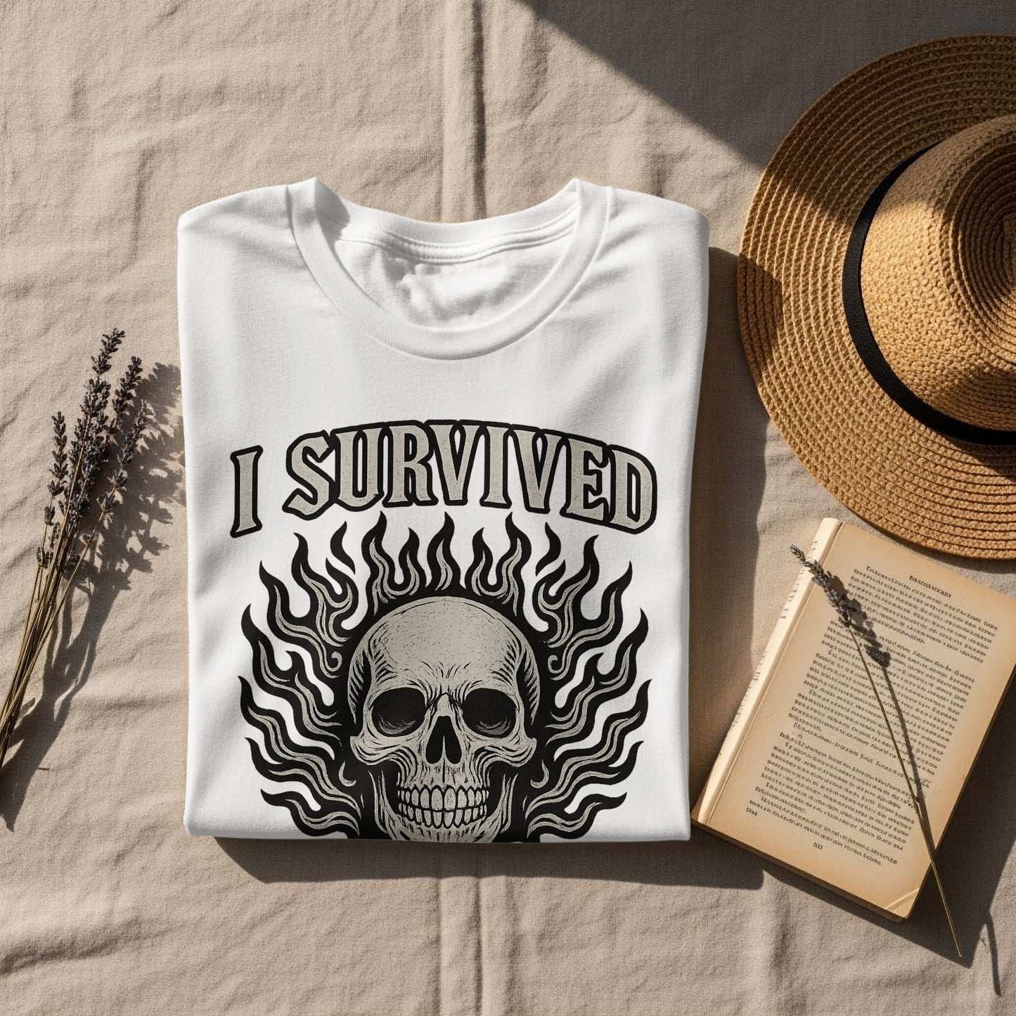 I Survived Graphic Skull Tee Perfect for Casual Days