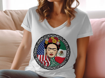 Cultural Blend Frida Kahlo Graphic Women T-Shirt