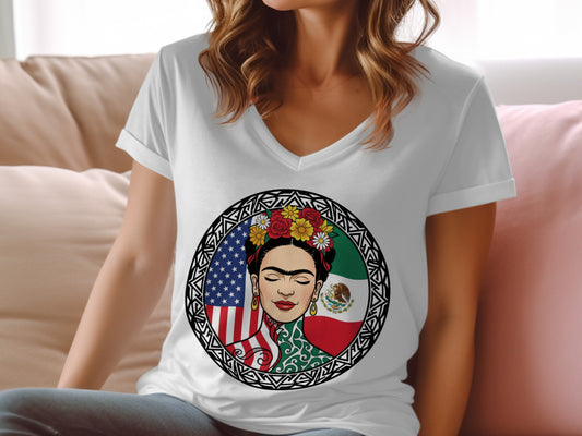 Cultural Blend Frida Kahlo Graphic Women T-Shirt