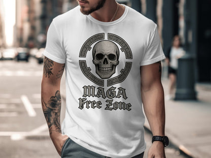 Bold White Graphic Tee with Skull Print for Urban Style