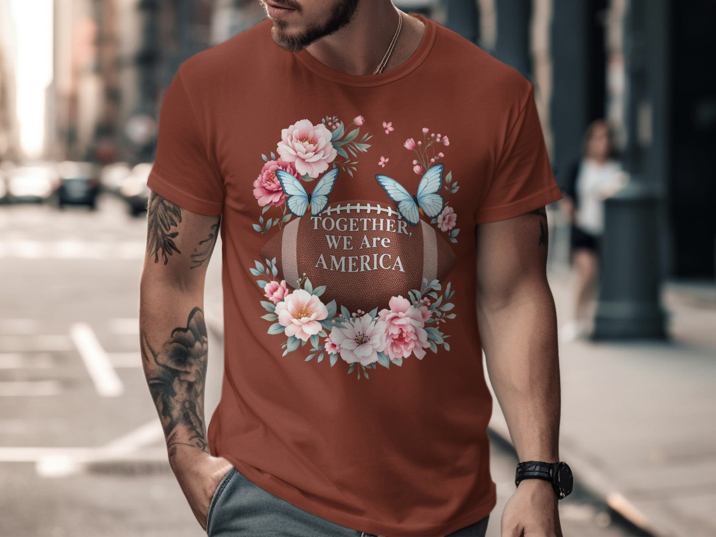Together We Are America Floral Football Shirt