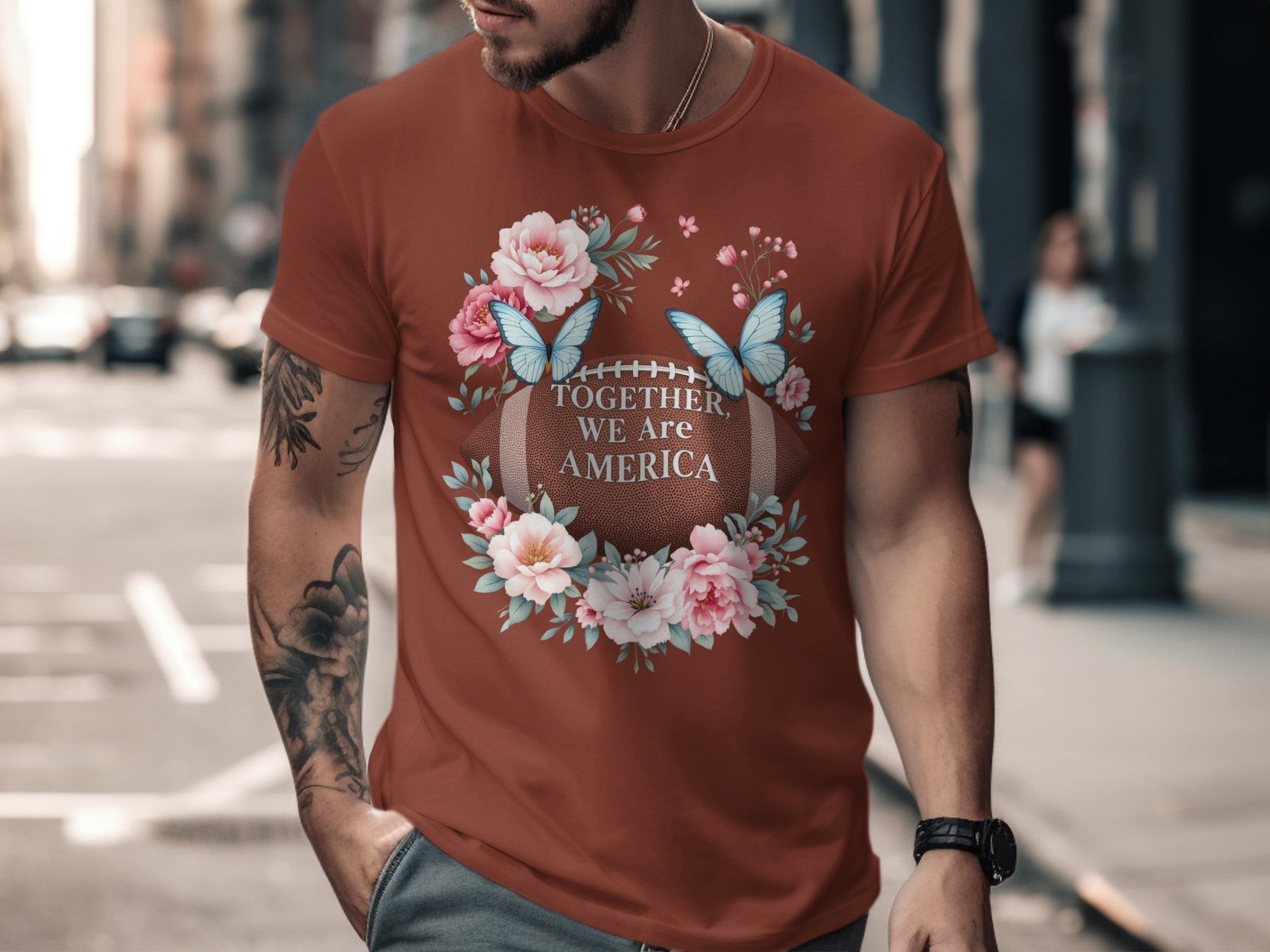 Together We Are America Floral Football Shirt