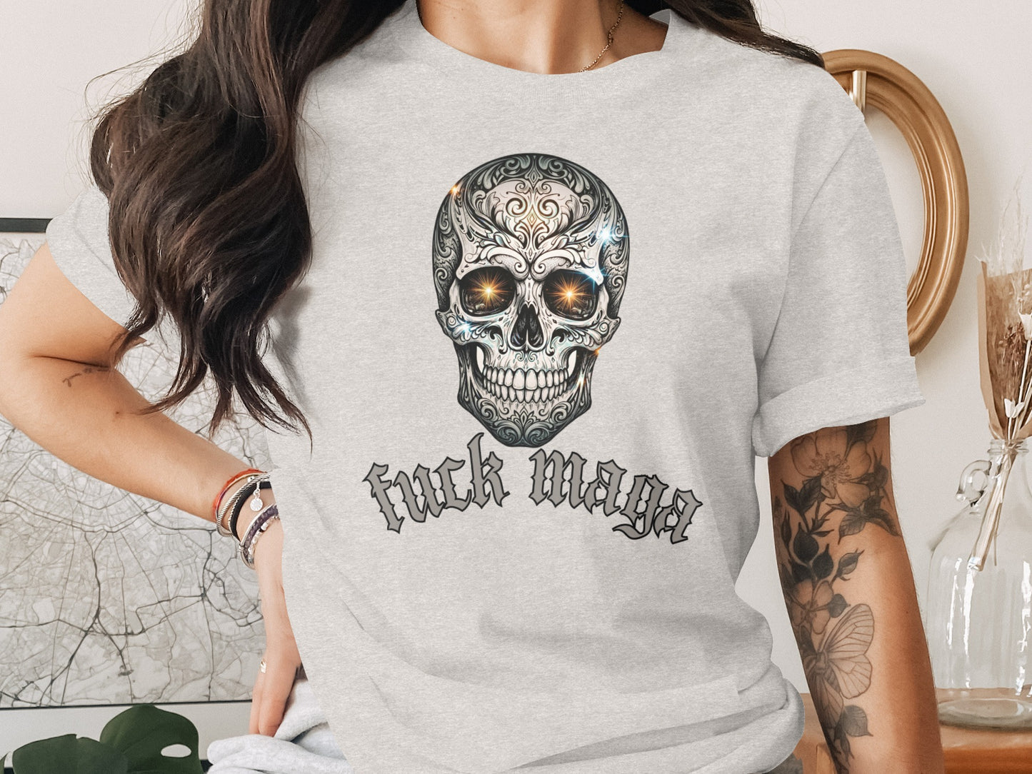 Skull Design Fuck Maga Graphic T-shirt product type