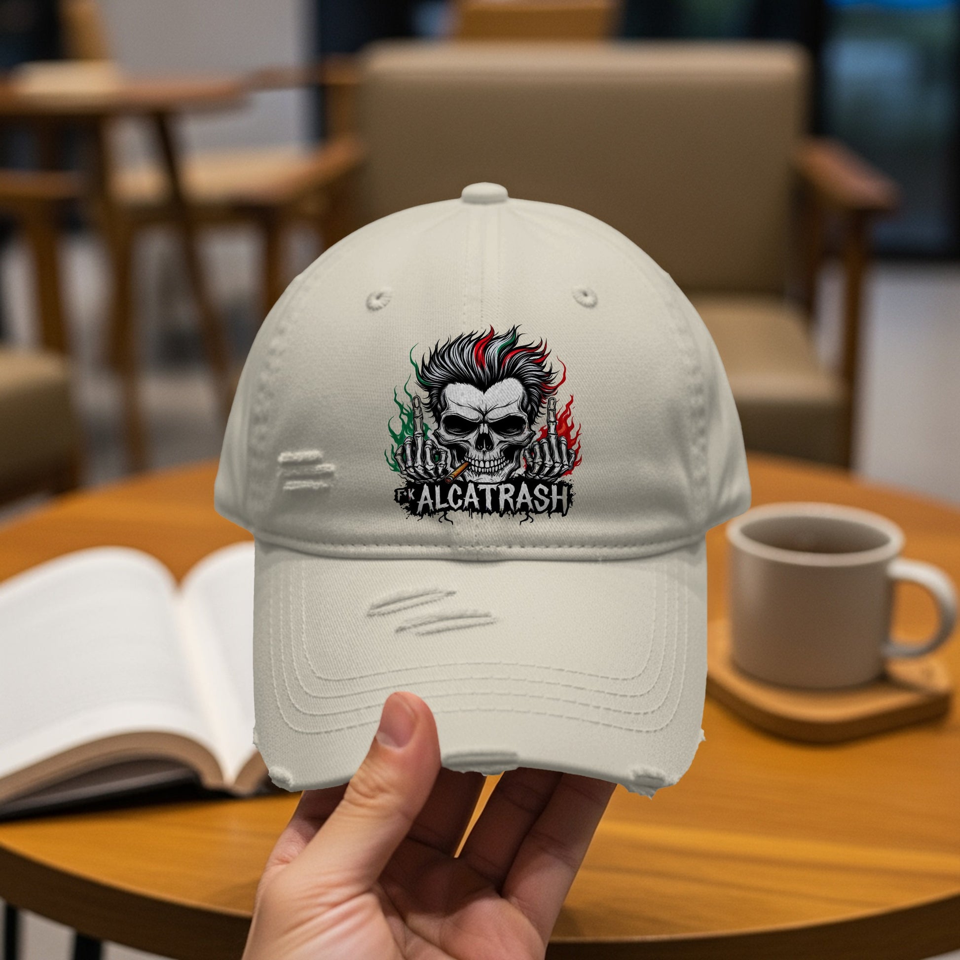 Alcatrash Skull Hat with Distressed Style product type