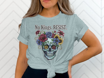 No Kings Resist Skull Floral Graphic T-shirt product
